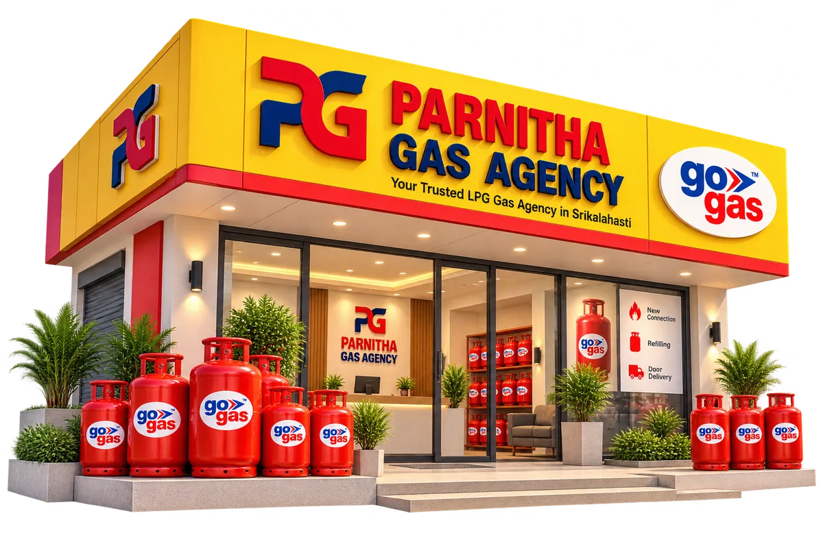 Parnitha Gas Agency storefront in Srikalahasti